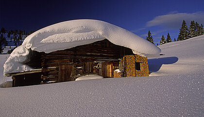 Alpine hut in a dreamy winter landscape in the Eilalm area, (c) Alpbachtal Tourismus/Berger Bernhard